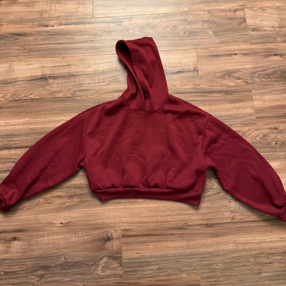 Women's Burgundy Cropped Hoodie